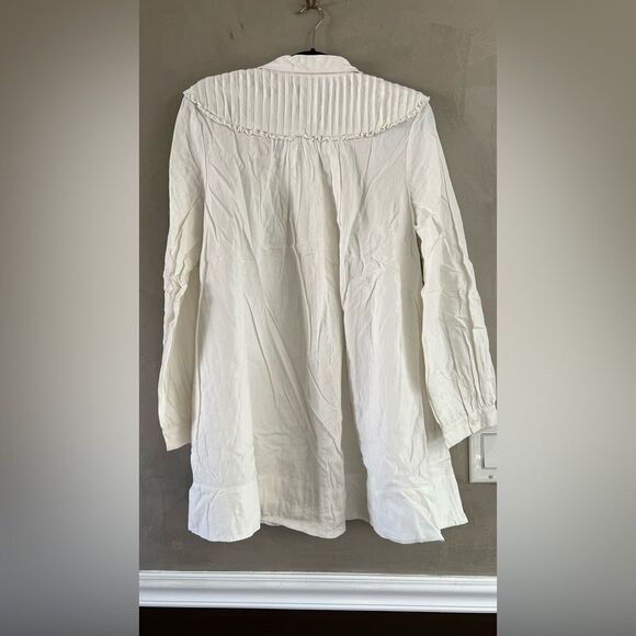 FREE PEOPLE Cherry Mini Dress Tunic White Farmhouse Rustic Pleated L Large - Picture 7 of 7